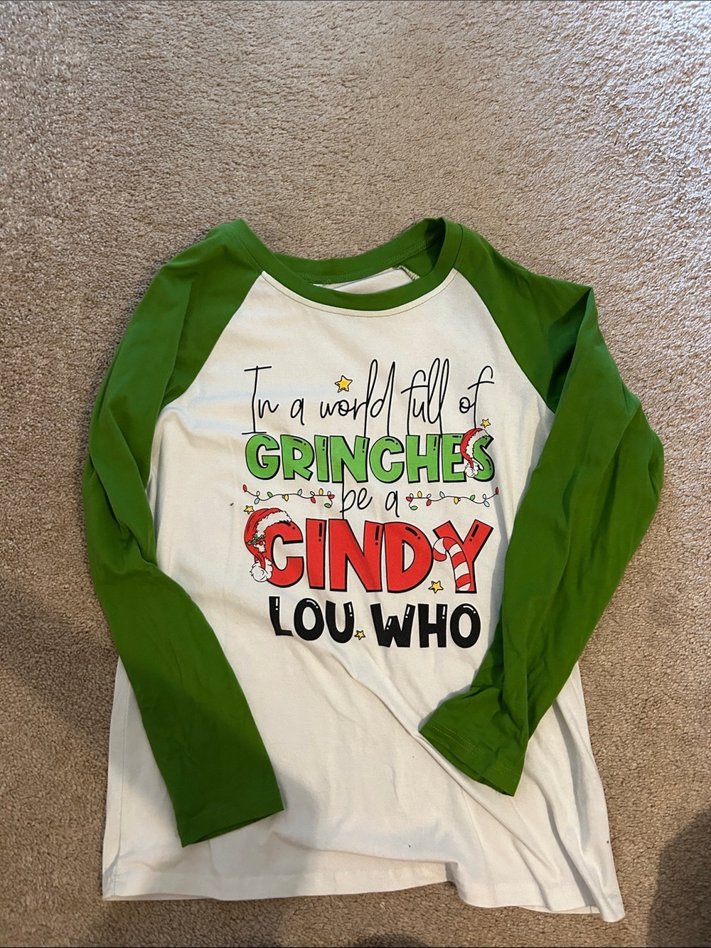 Amazon Green and White Long Sleeve Raglan Graphic Tee